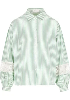 LolaLiza Gestreept overhemd met kantdetails- Blouses En Hemden