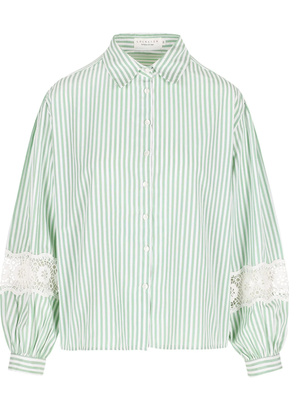 LolaLiza Gestreept overhemd met kantdetails- Blouses En Hemden