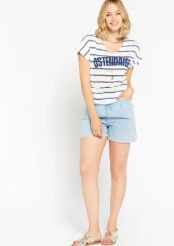 LolaLiza Gestreept T-shirt met opschrift- Tops En T-Shirts