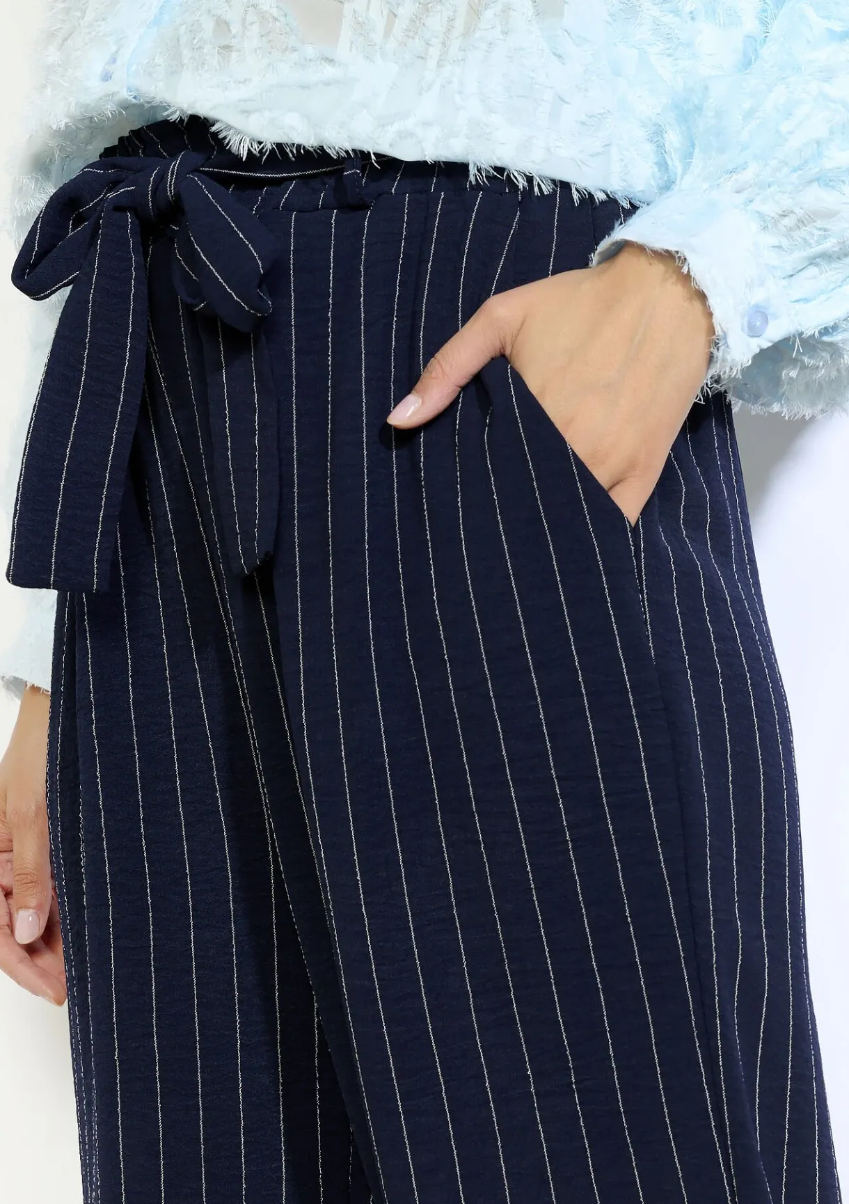 LolaLiza Gestreepte broek met hoge taille- Broeken