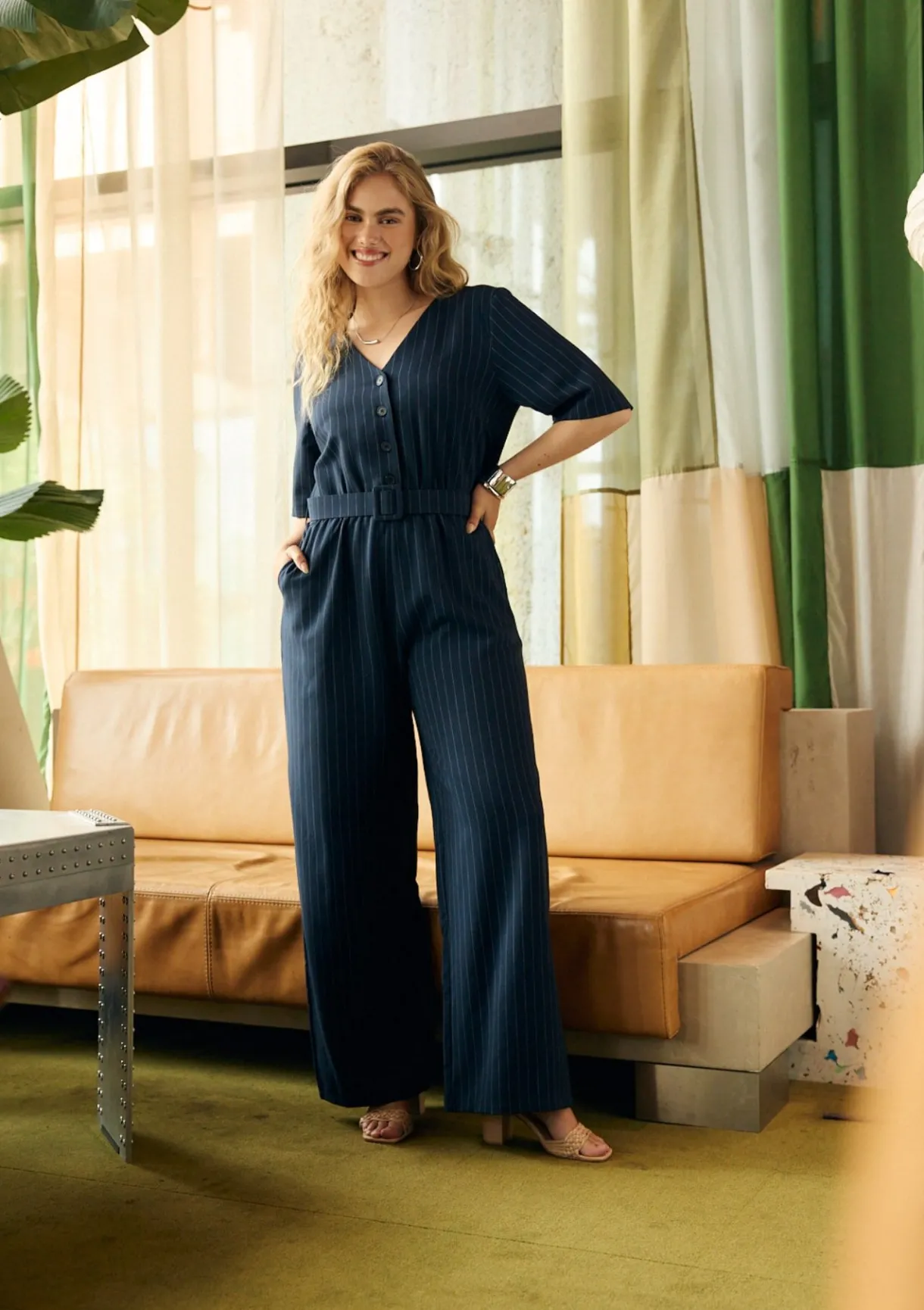 LolaLiza Gestreepte jumpsuit met ceintuur- Jumpsuits