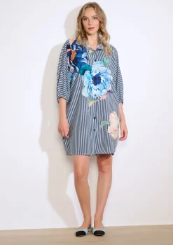 LolaLiza Gestreepte overhemdjurk met bloemen- Jurken