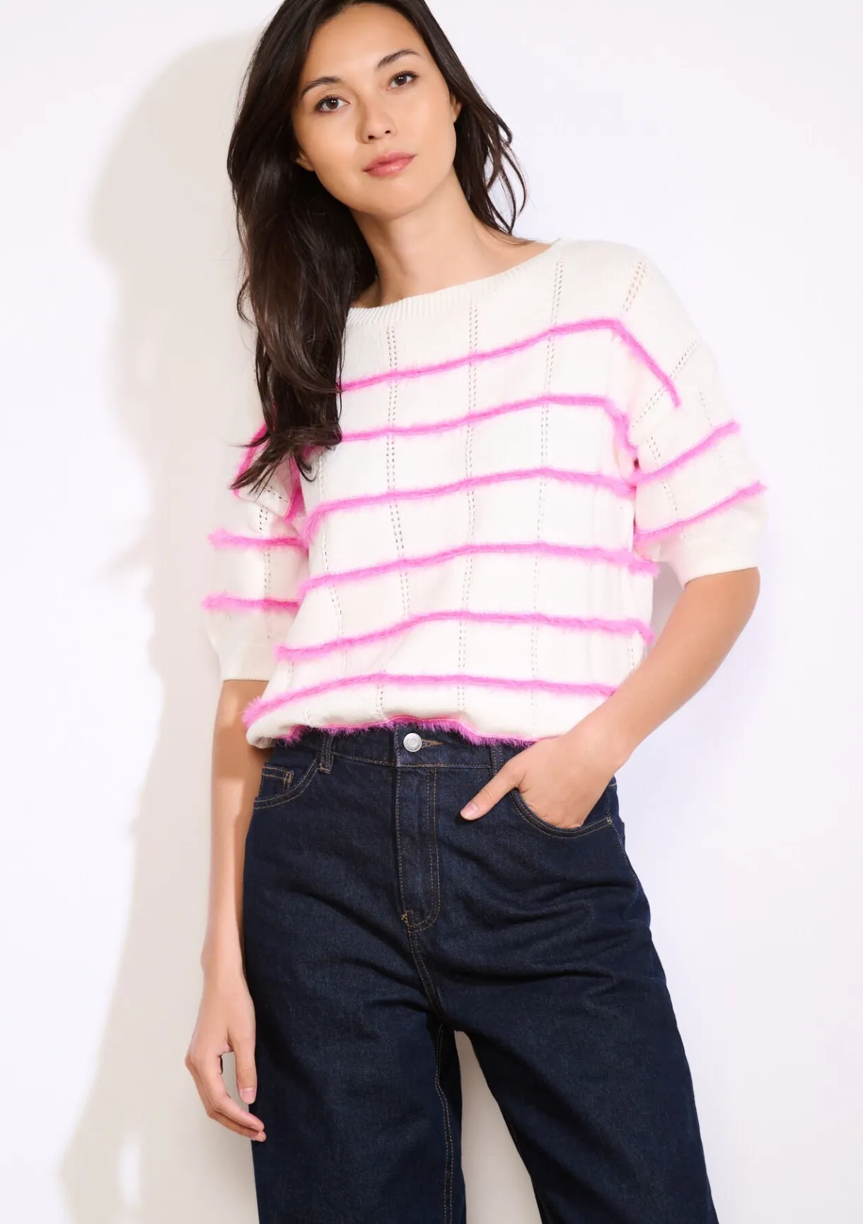 LolaLiza Gestreepte trui met korte mouwen- Truien En Cardigans