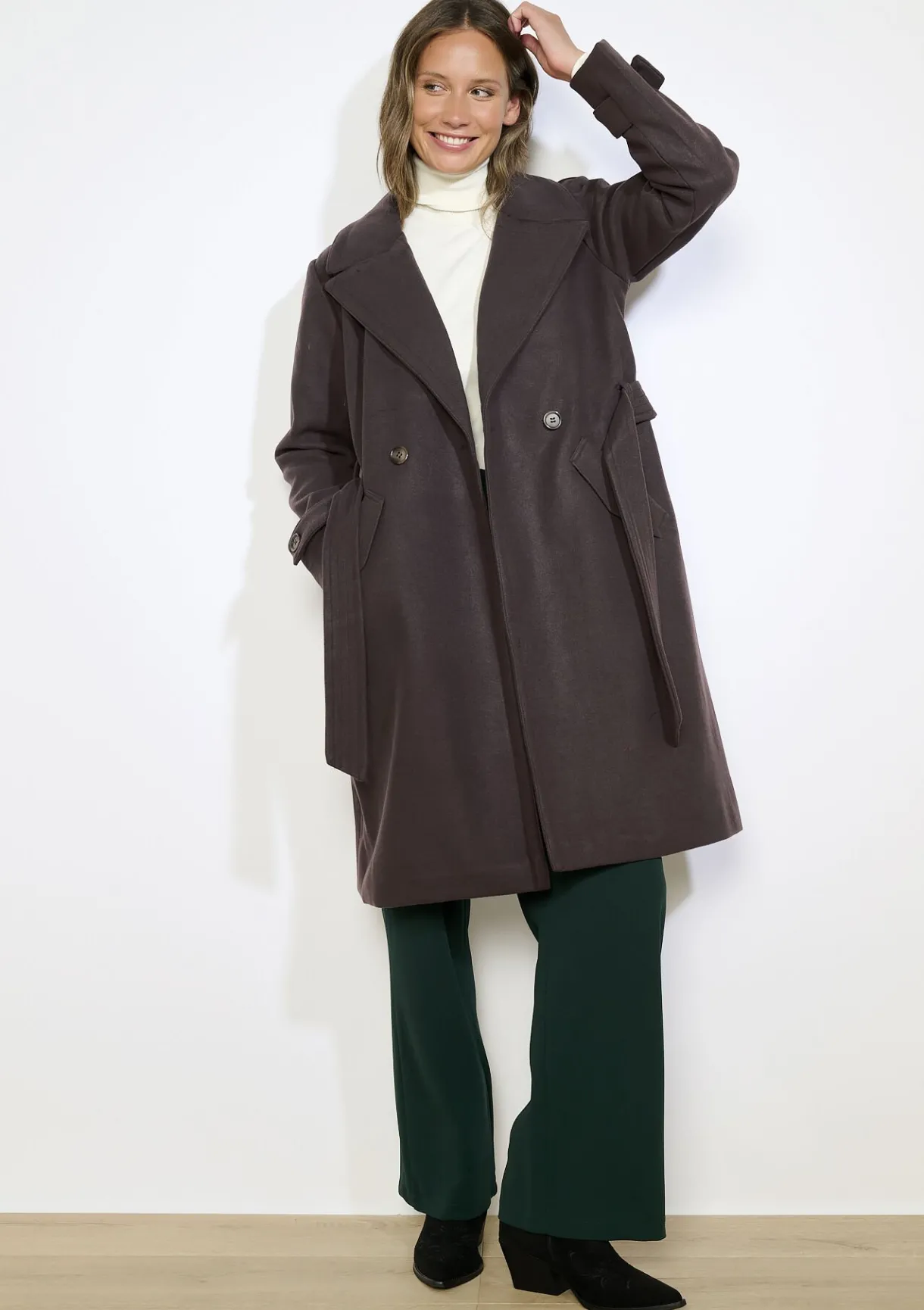 LolaLiza Gestructuurde jas met ceintuur- Mantels En Jassen