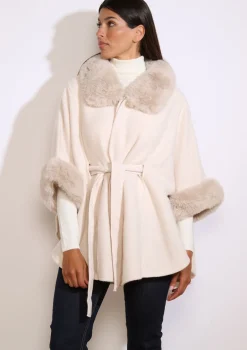 LolaLiza Getailleerde poncho met zachte kraag- Accessoires|Mantels En Jassen