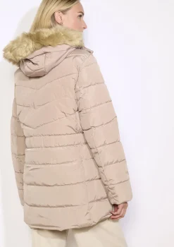 LolaLiza Gewatteerde jas met imitatiebontkap- Mantels En Jassen