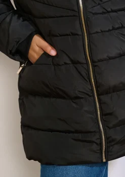 LolaLiza Gewatteerde jas met imitatiebontkap- Mantels En Jassen