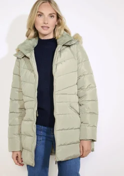 LolaLiza Gewatteerde jas met imitatiebontkap- Mantels En Jassen