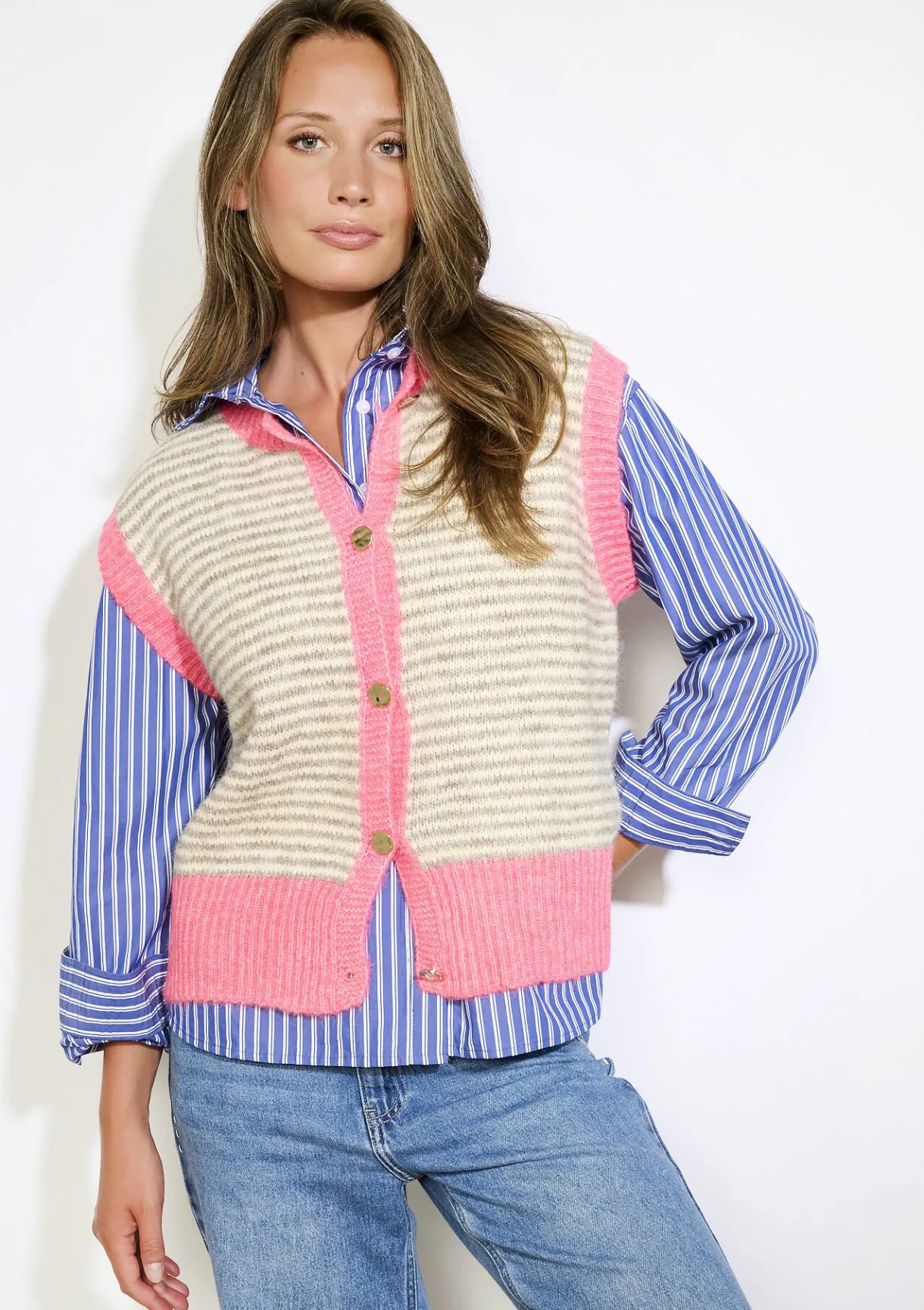 LolaLiza Gilet met strepen- Truien En Cardigans