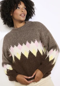 LolaLiza Grafisch gebreide trui- Truien En Cardigans