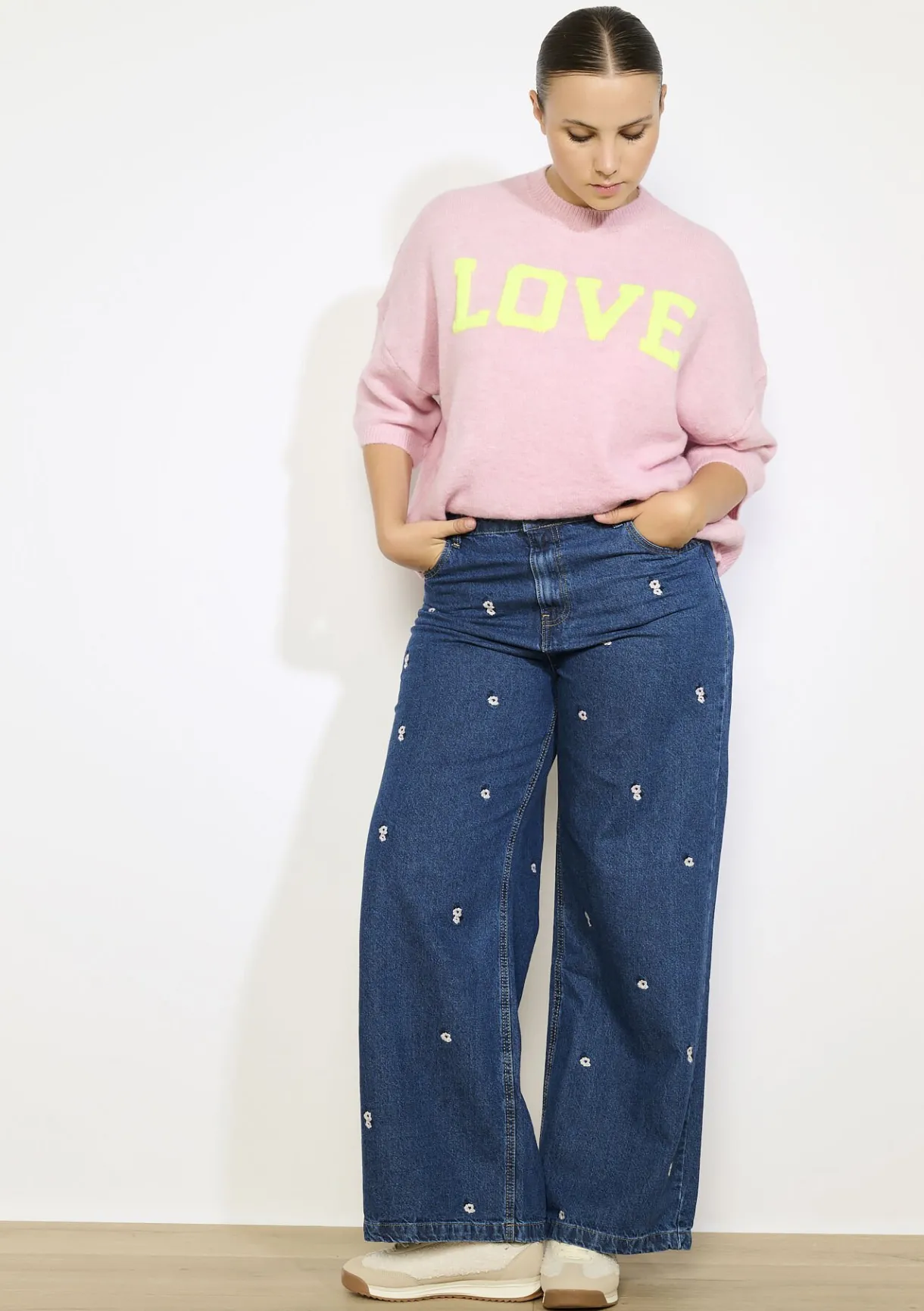 LolaLiza Hoge taille geborduurde jeans- Co-Ord Sets|Jeans
