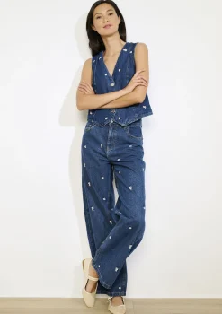 LolaLiza Hoge taille geborduurde jeans- Co-Ord Sets|Jeans