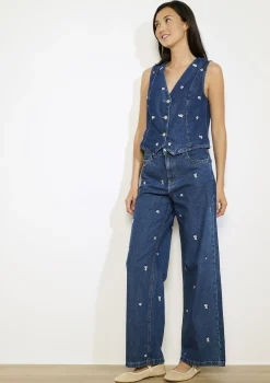 LolaLiza Hoge taille geborduurde jeans- Co-Ord Sets|Jeans