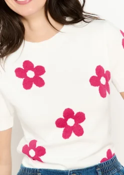 LolaLiza Jacquard trui met bloemen- Truien En Cardigans