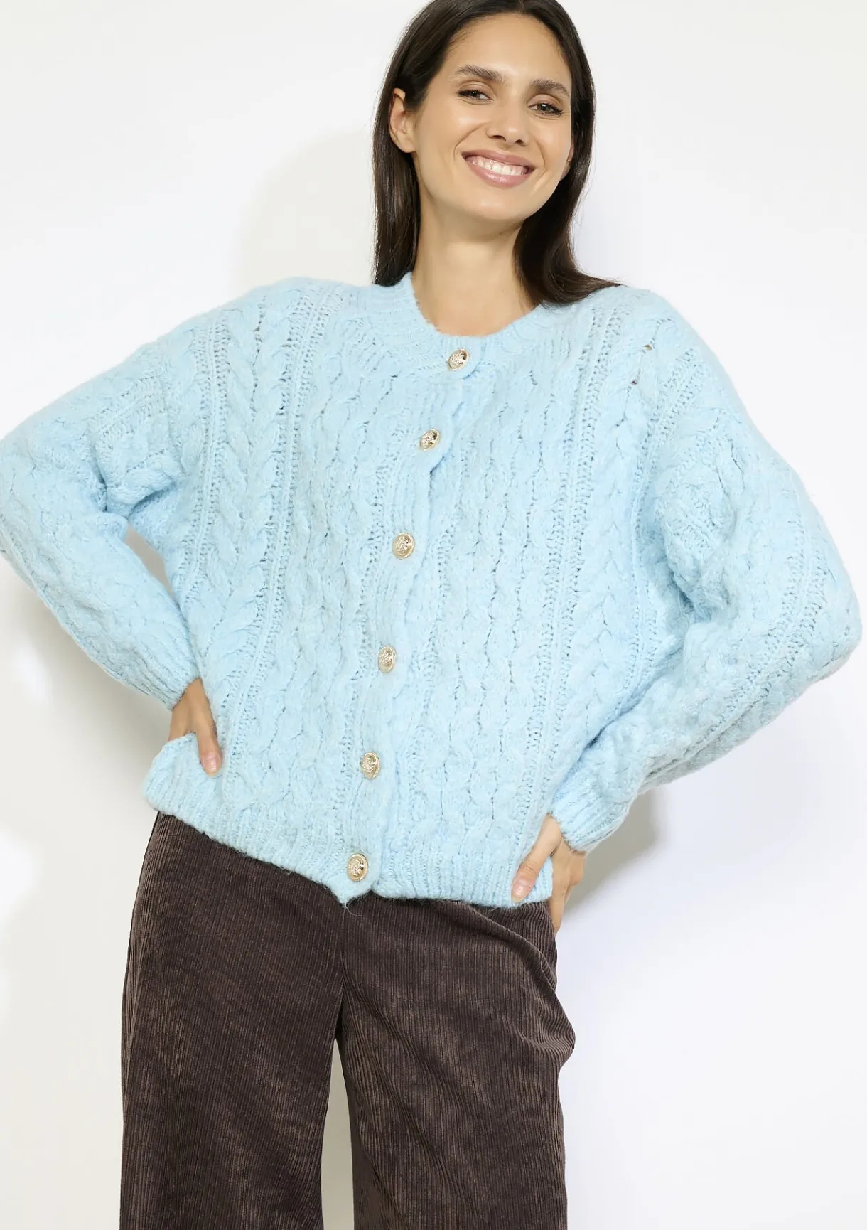 LolaLiza Kabelgebreide cardigan met knopen- Truien En Cardigans
