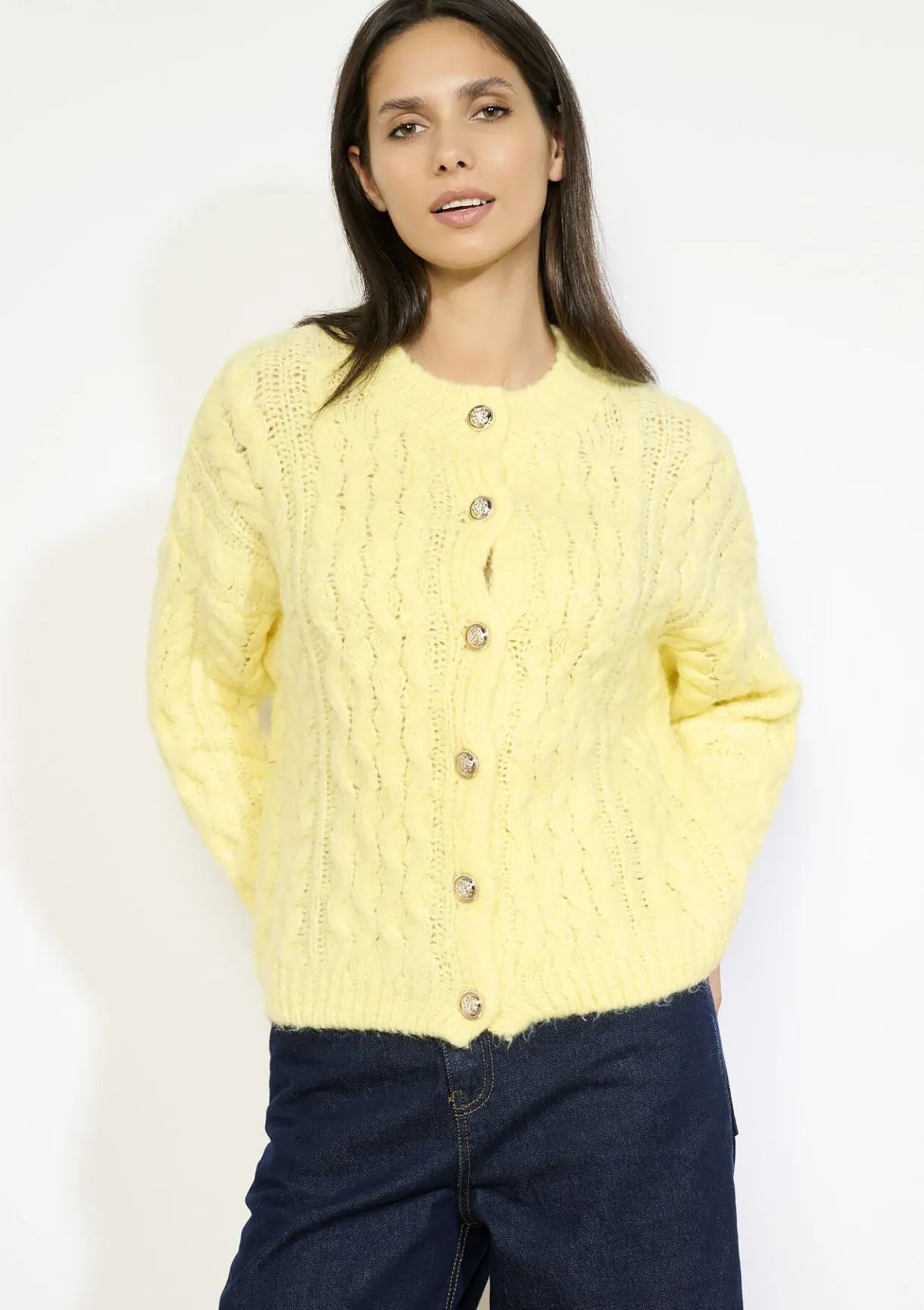 LolaLiza Kabelgebreide cardigan met knopen- Truien En Cardigans