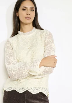 LolaLiza Kanten blouse met bloemen- Blouses En Hemden