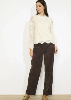 LolaLiza Kanten blouse met bloemen- Blouses En Hemden