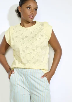 LolaLiza Kanten top met bloemen- Tops En T-Shirts