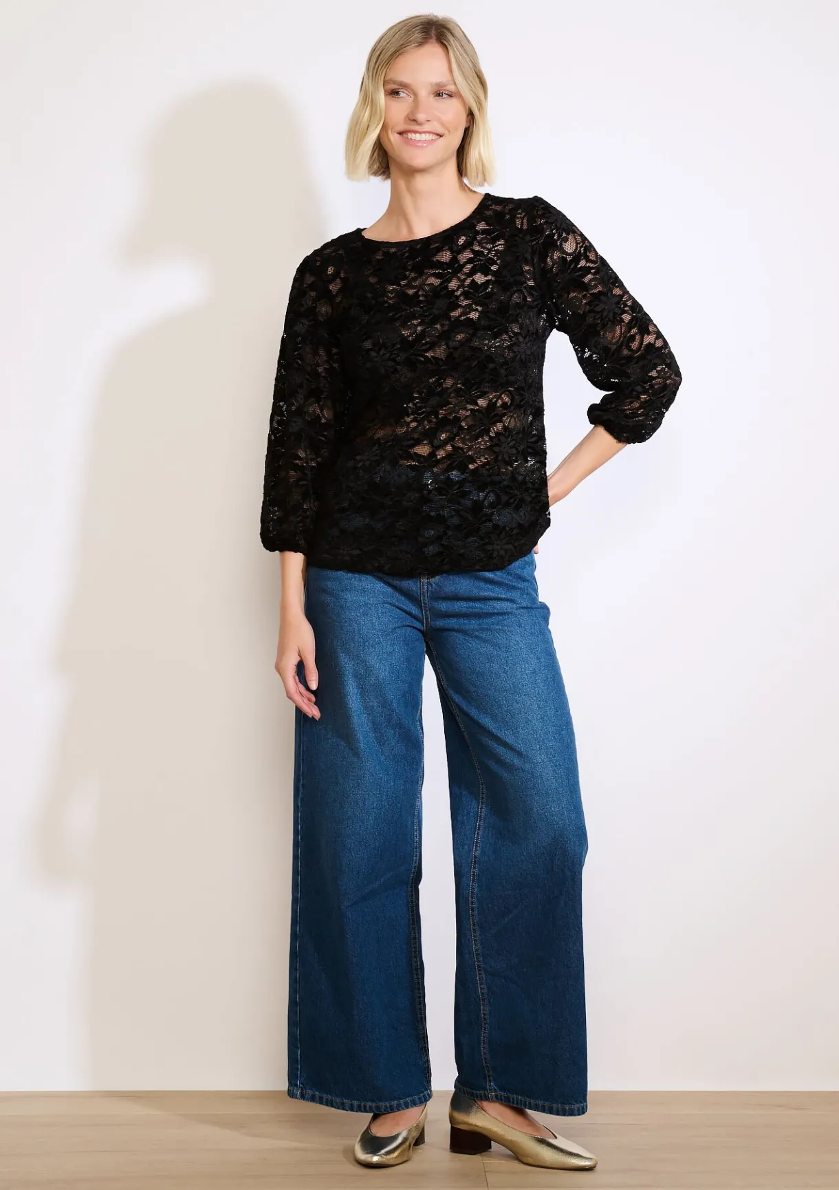 LolaLiza Kanten top met 3/4-mouwen- Tops En T-Shirts