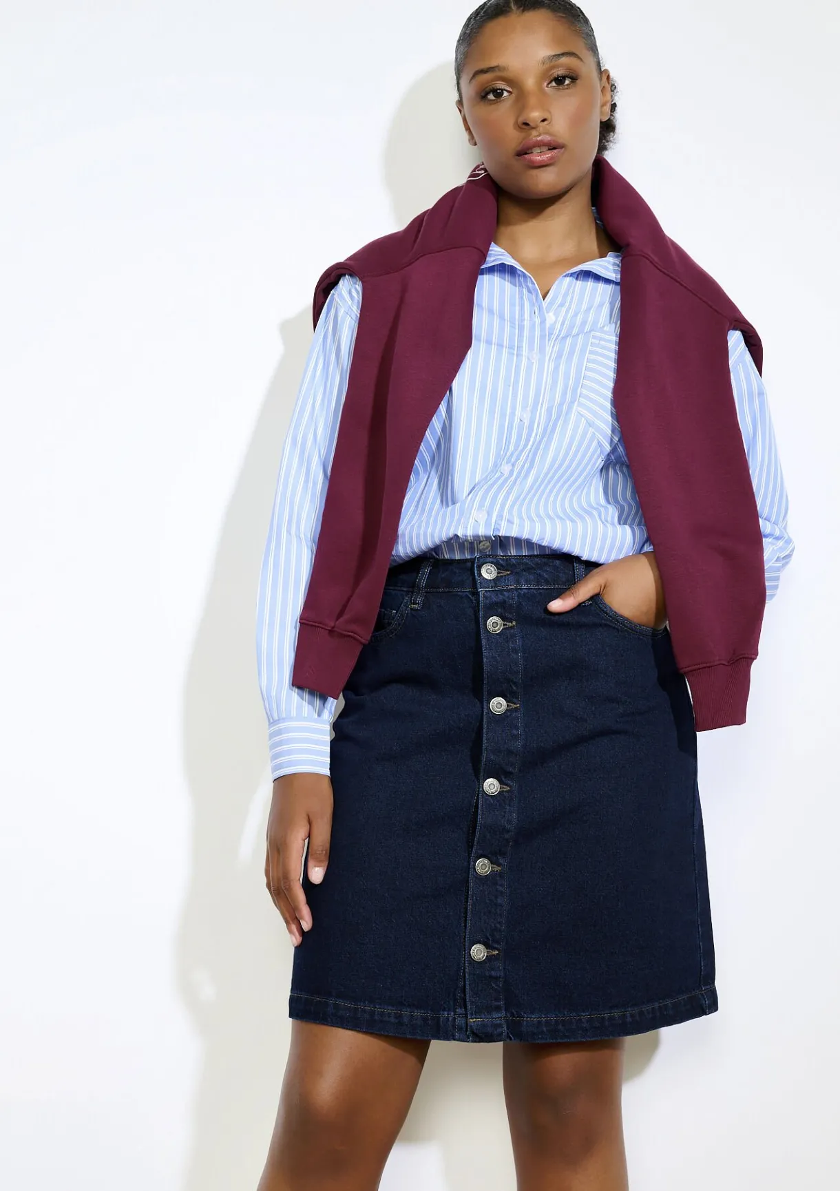 LolaLiza Knoopsluiting denimrok- Rokken