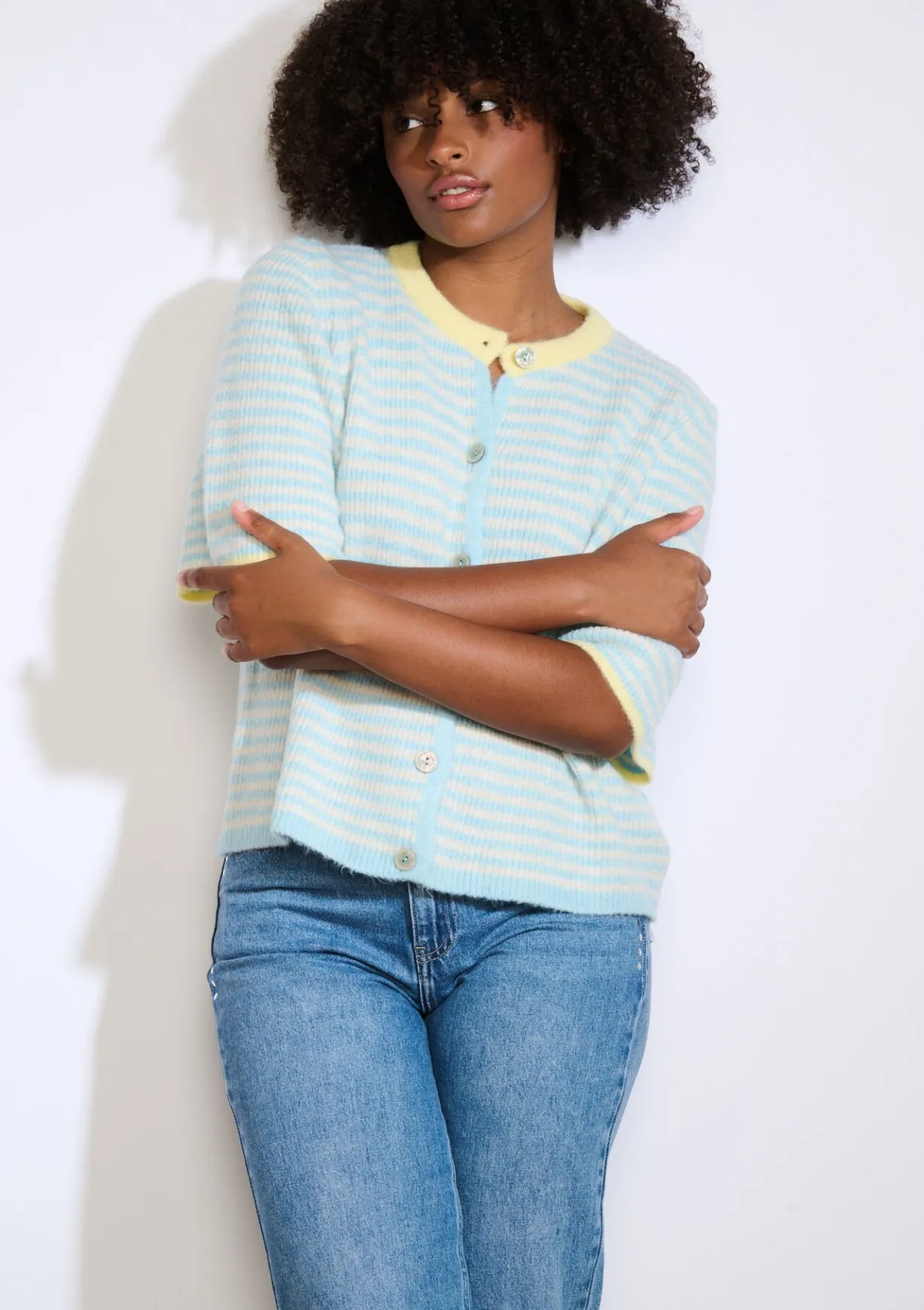 LolaLiza Korte gestreepte vest- Truien En Cardigans