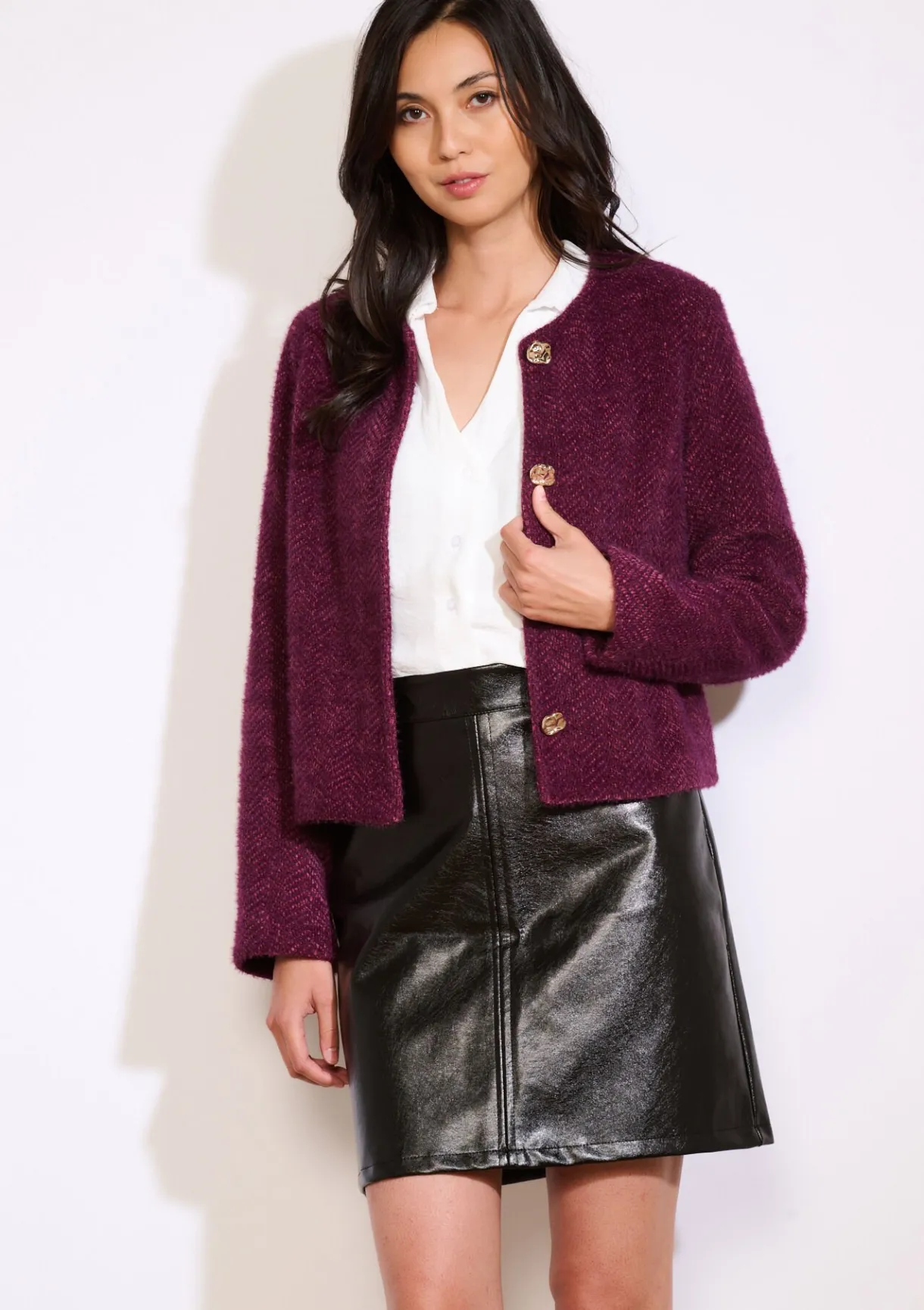 LolaLiza Korte jas met zachte stof en knopen- Vesten En Blazers