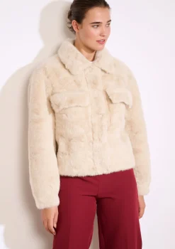 LolaLiza Korte jas van imitatiebont- Mantels En Jassen