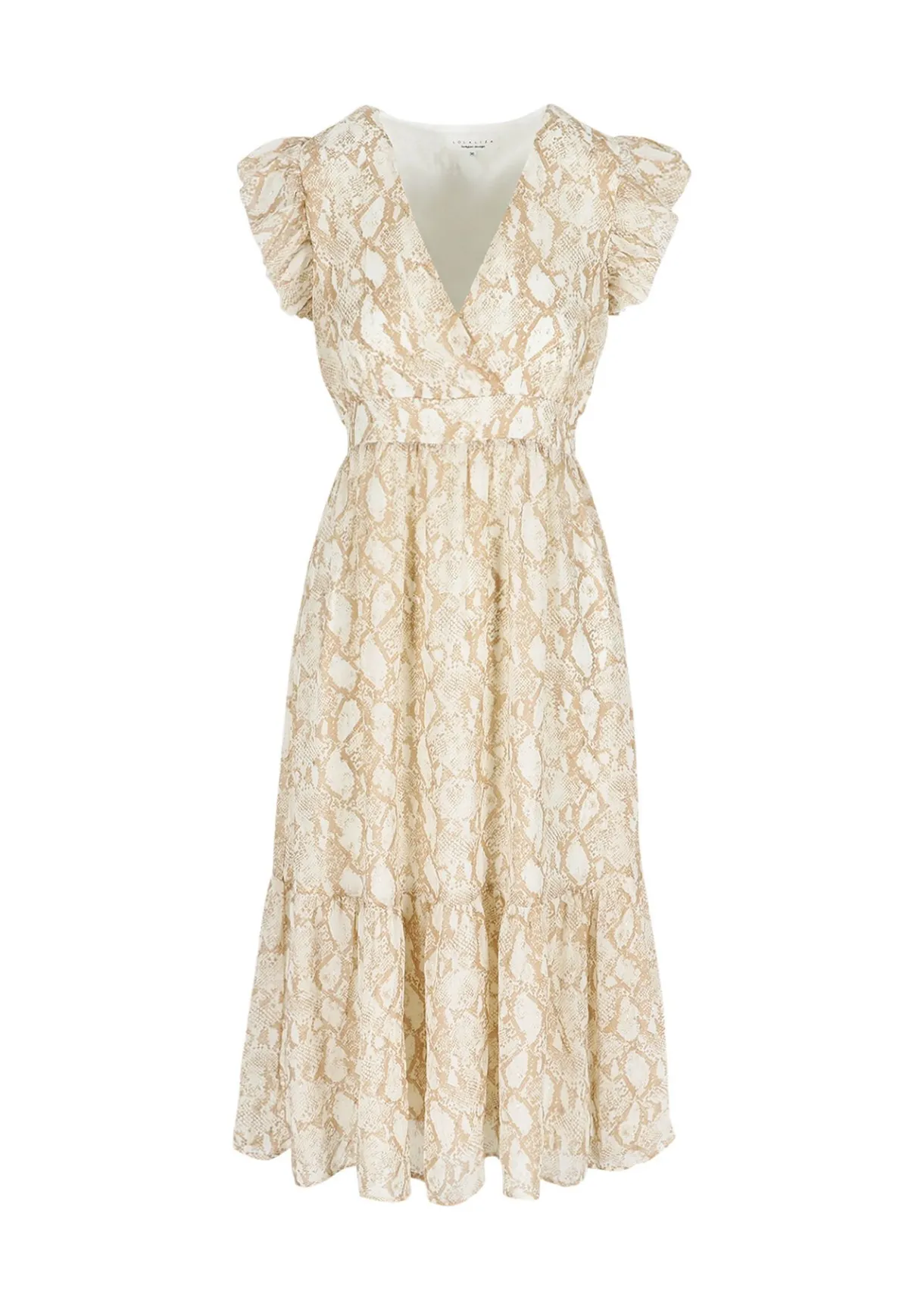 LolaLiza Lange jurk met slangenprint en ruches- Jurken