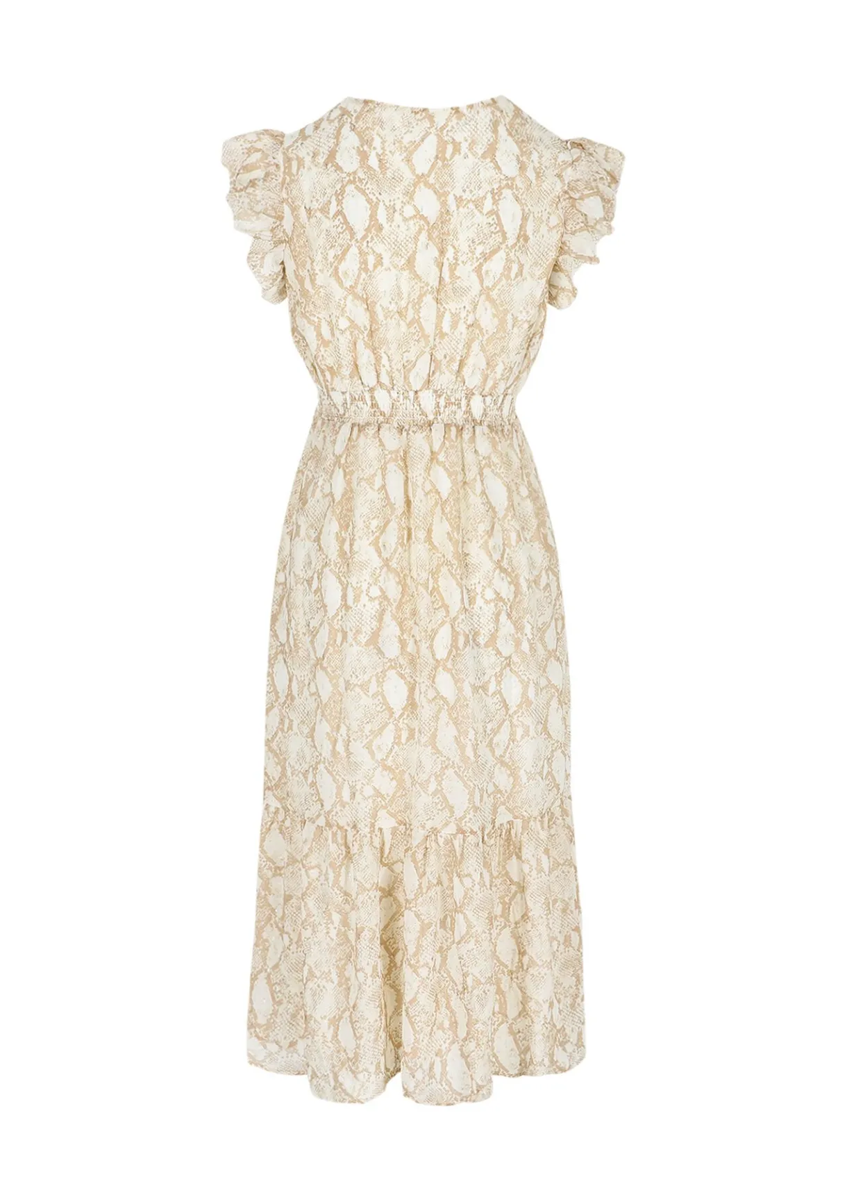 LolaLiza Lange jurk met slangenprint en ruches- Jurken