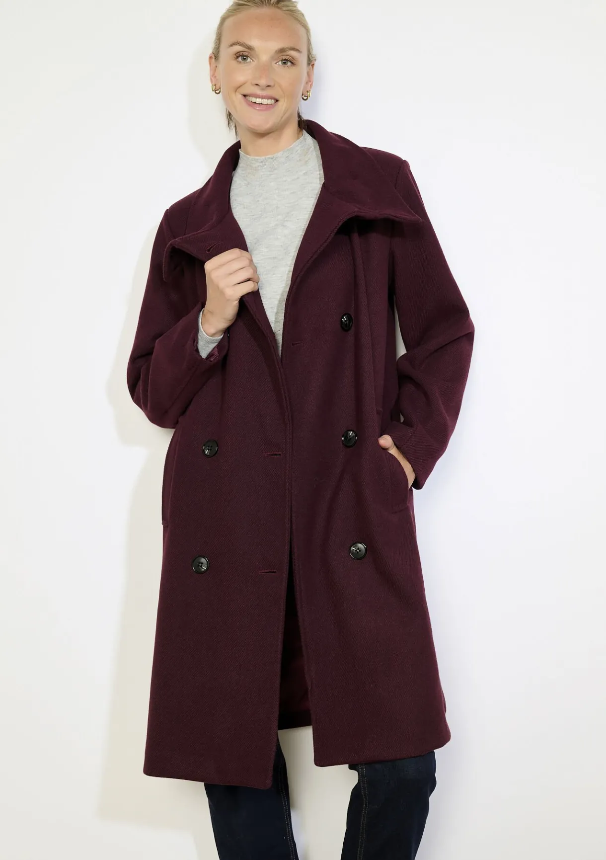 LolaLiza Lange mantel met hoge kraag- Mantels En Jassen