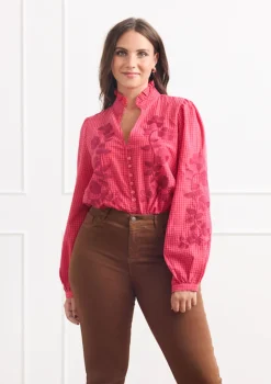 LolaLiza Losvallende geborduurde blouse- Blouses En Hemden