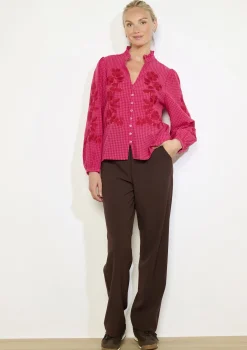 LolaLiza Losvallende geborduurde blouse- Blouses En Hemden