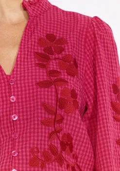 LolaLiza Losvallende geborduurde blouse- Blouses En Hemden