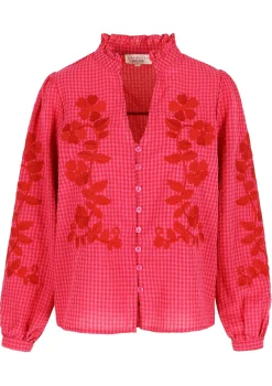 LolaLiza Losvallende geborduurde blouse- Blouses En Hemden