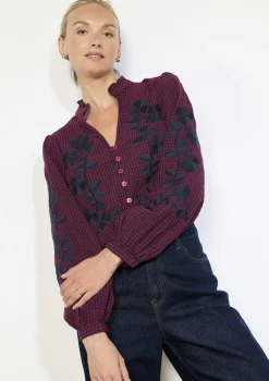 LolaLiza Losvallende geborduurde blouse- Blouses En Hemden