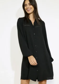 LolaLiza Losvallende korte overhemdjurk- Jurken