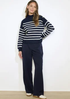 LolaLiza Marine trui met knopen- Truien En Cardigans