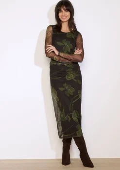 LolaLiza Mesh lange jurk met bloemenprint- Jurken