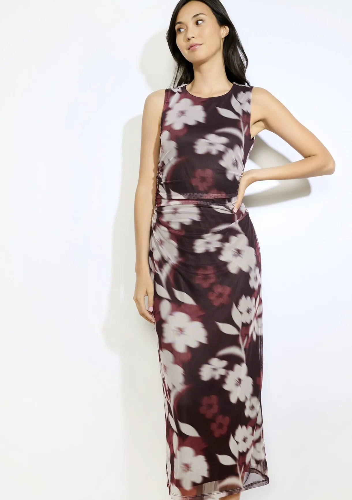 LolaLiza Mesh midi-jurk met bloemen- Jurken