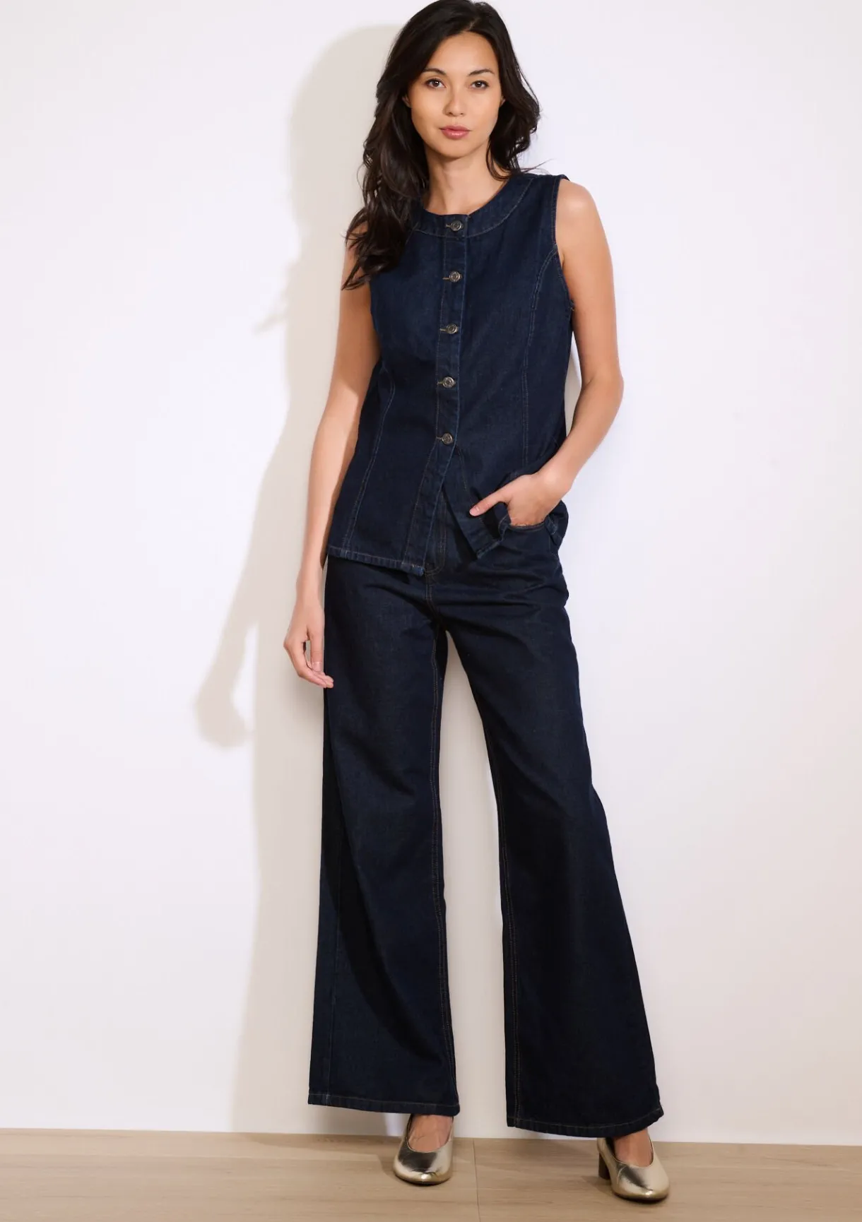 LolaLiza Mouwloos denim jasje- Vesten En Blazers|Co-Ord Sets