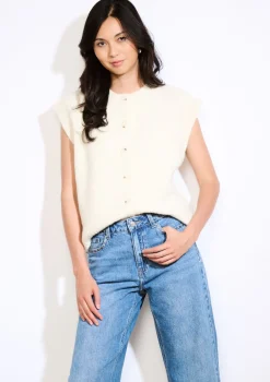 LolaLiza Mouwloze gebreide vest met knopen- Truien En Cardigans