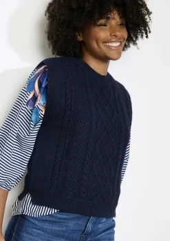 LolaLiza Mouwloze kabelgebreide trui- Truien En Cardigans