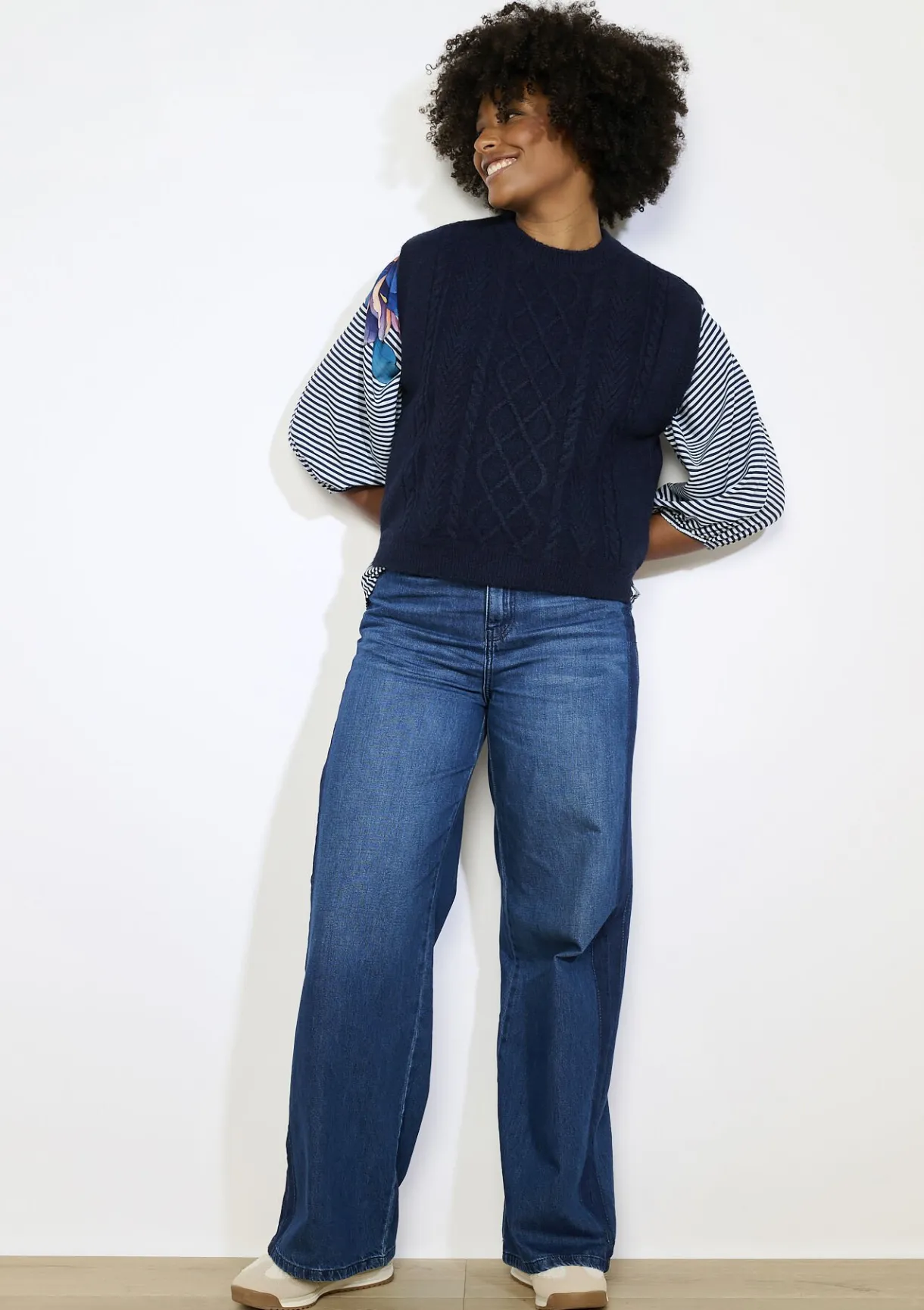 LolaLiza Mouwloze kabelgebreide trui- Truien En Cardigans