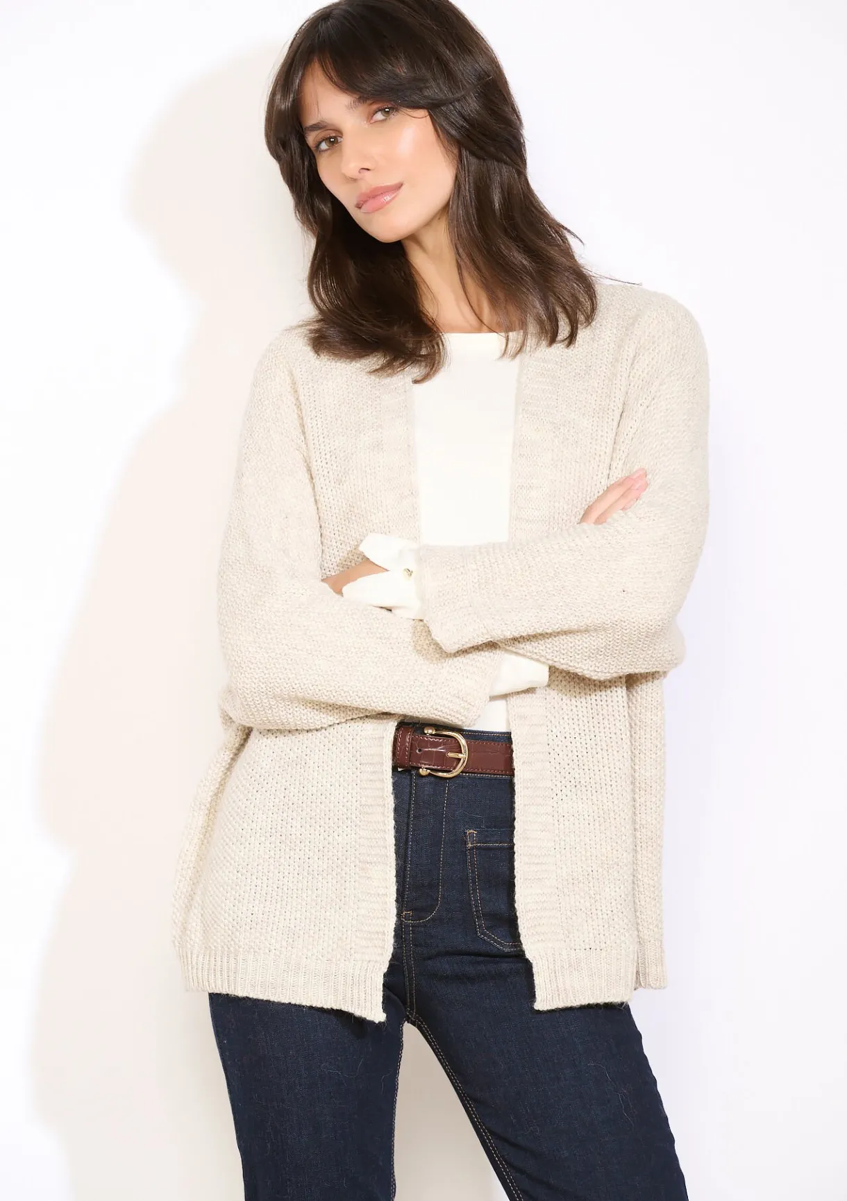 LolaLiza Openvallende gebreide vest- Truien En Cardigans