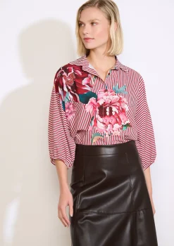 LolaLiza Overhemd met strepen en bloemenprint- Blouses En Hemden