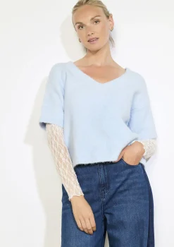 LolaLiza Pluizige trui met kanten lagen- Truien En Cardigans