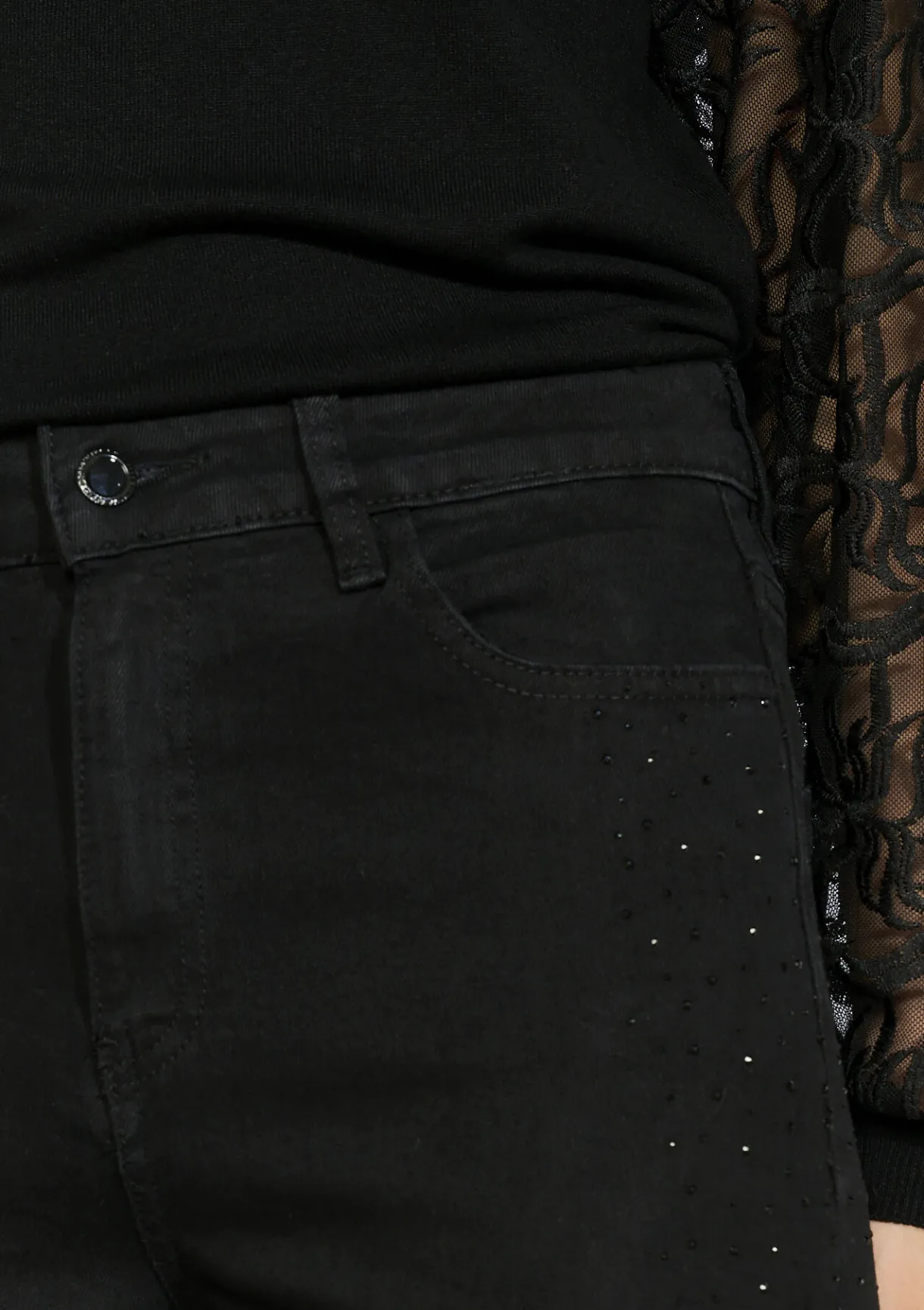 LolaLiza Rechte jeans hoge taille met strass- Jeans