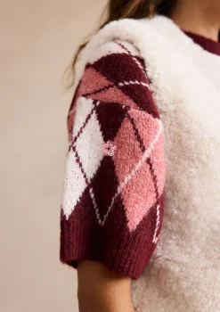 LolaLiza Ruitjestrui met korte mouwen- Truien En Cardigans