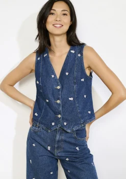 LolaLiza Spijker gilet met bloemen- Vesten En Blazers|Co-Ord Sets